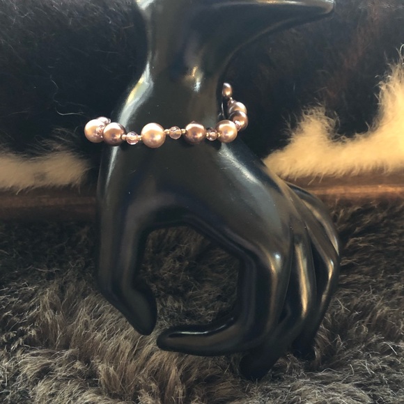 Vintage Roman multi tone faux pearl sparkle bead stretch bracelet - Picture 1 of 5